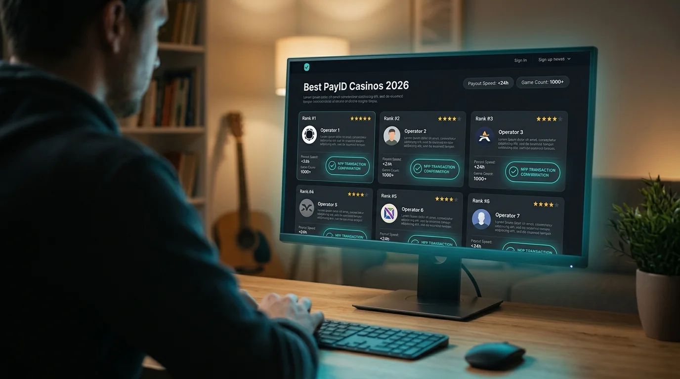 Australian PayID casino shortlist dashboard with NPP transaction overview