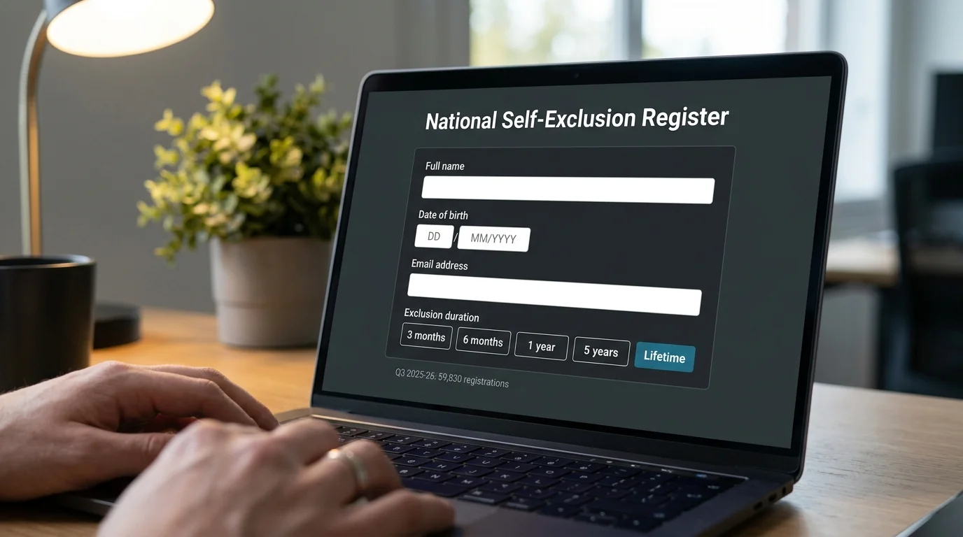 BetStop national self-exclusion register registration screen