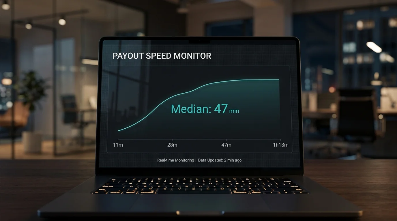 NPP withdrawal speed monitoring screen with median payout timestamps