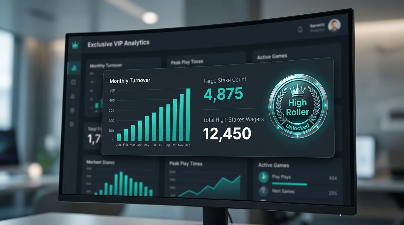 VIP-level account dashboard showing monthly turnover and stake bands qualifying for high-roller treatment at a casino